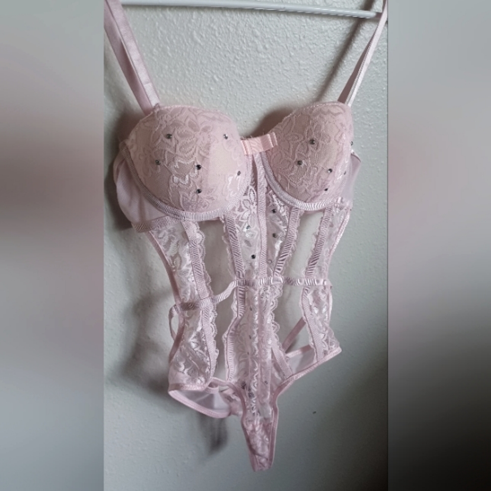 Bodyrage pink lacey bodysuit